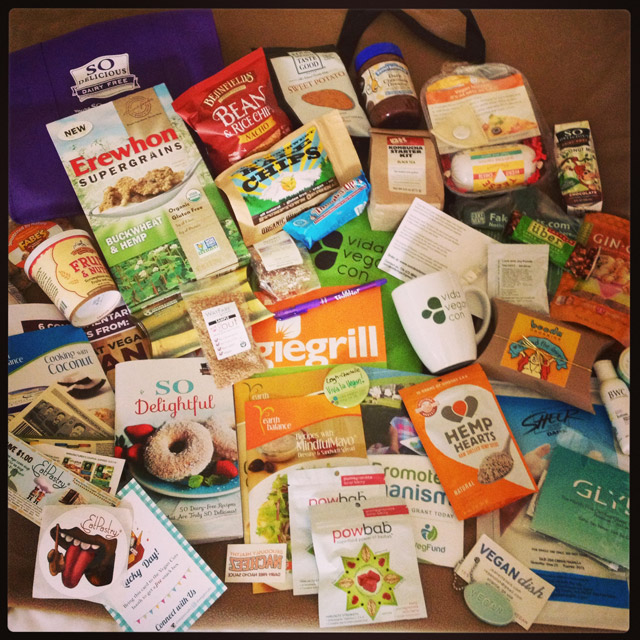 The swag bag for the second Vida Vegan Conference