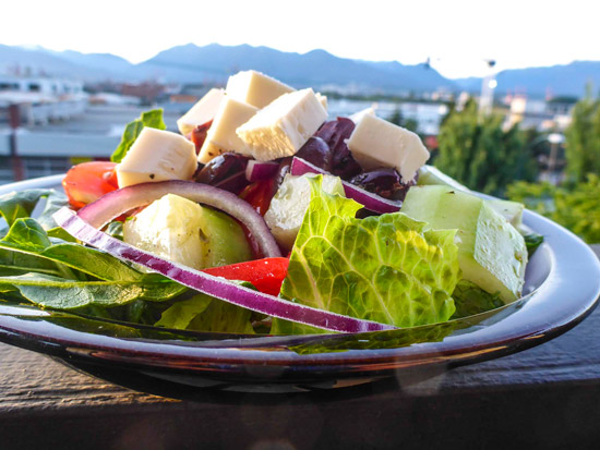 Vegan Greek salad with Sheese feta