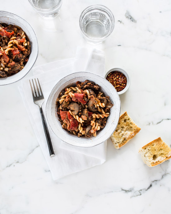 Fusili Lentil-Mushroom Bolognese from Oh She Glows Every Day