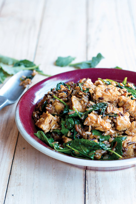 Easy Whole Vegan Kale and Wild Rice Salad With Tempeh