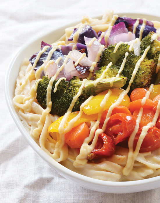 Rainbow Cauliflower Alfredo Pasta from The Colorful Kitchen