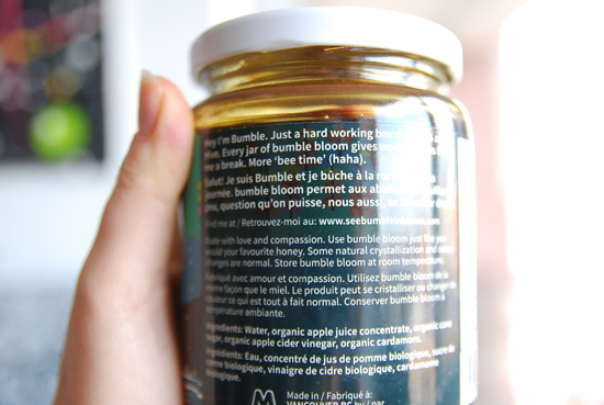 Photo of the ingredients label on a jar of Bumble Bloom